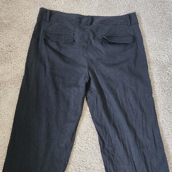 THEORY 62% Linen Blend Black  Pants Mid Rise Wide Leg Trousers Size 10 - Picture 3 of 16